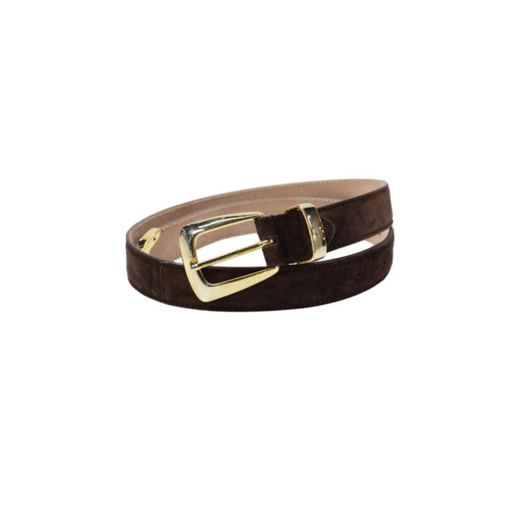 Khaite Womens Medium Width Suede Buckle Belt Brown Gold Tone Size XS/S